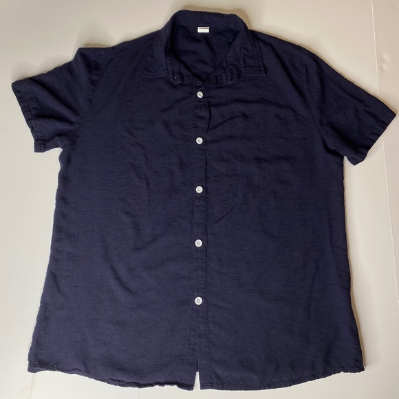 Shein Short Sleeve Button Up Navy Blue XL - Picture 1 of 8